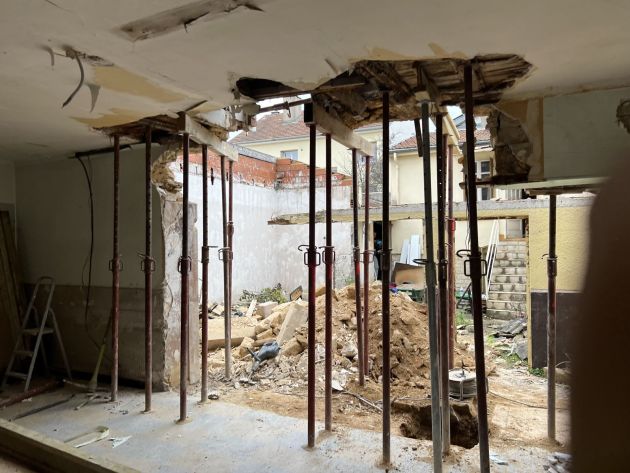 Étaiement avant ouverture – Étaiement, chantier FK Probat